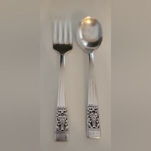 Silverplate Baby Feeding Spoon & Fork Set Coronation Oneida Community